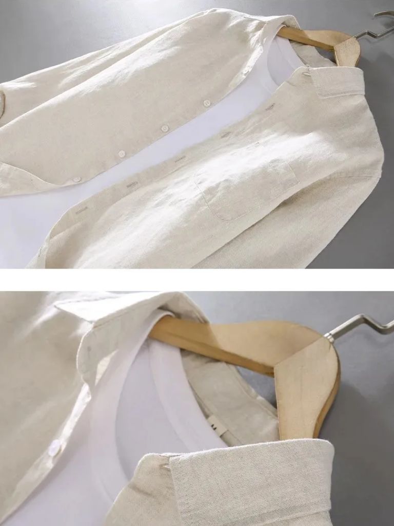 Long Sleeve Essential Linen Shirt - Crown & Cuff