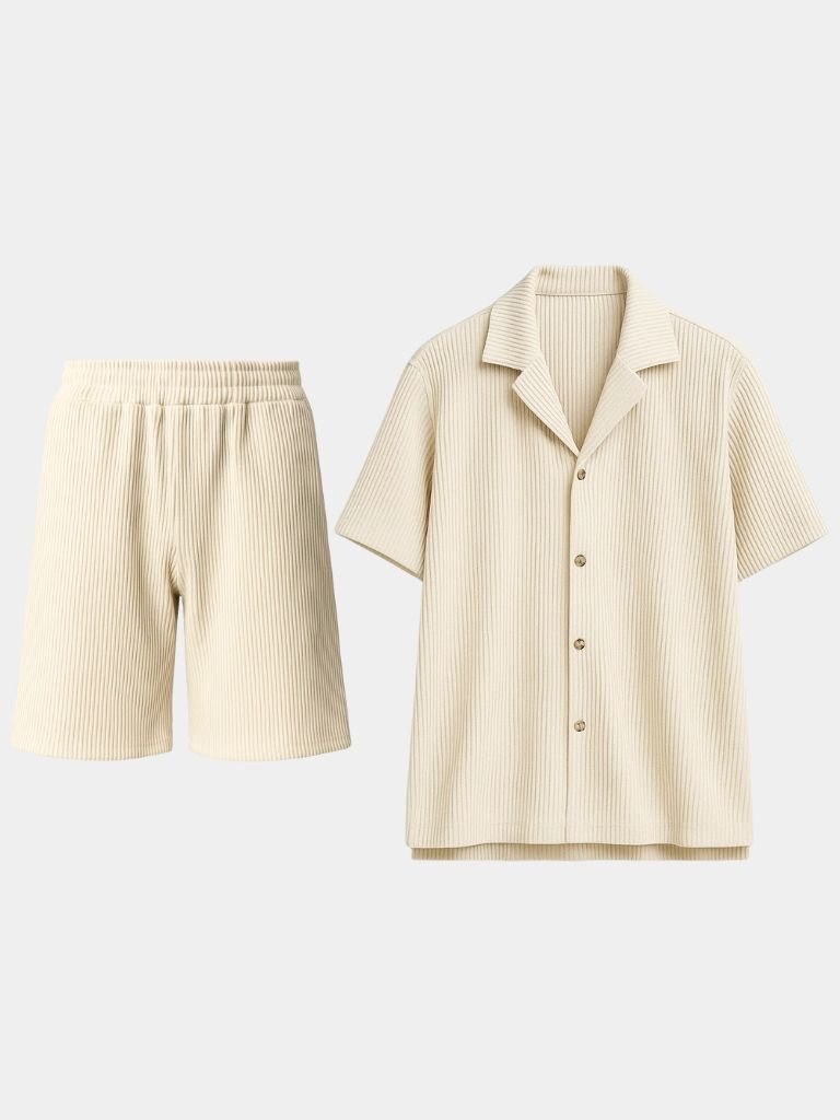 Minimalist Corduroy Set Shorts and Shirt - Crown & Cuff