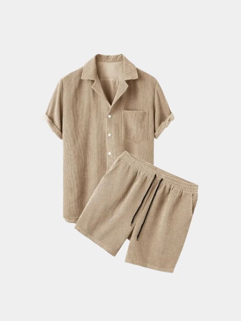 Minimalist Corduroy Set Shorts and Shirt - Crown & Cuff