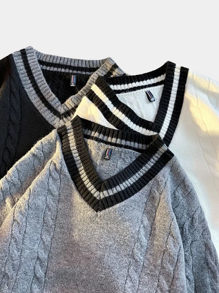 Minimalist V-Neck Sweater - Crown & Cuff