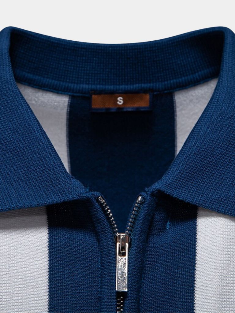 Navy Stripe Polo - Crown & Cuff