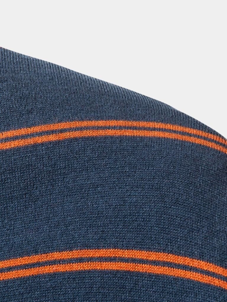 Navy Sunset Striped Polo - Crown & Cuff