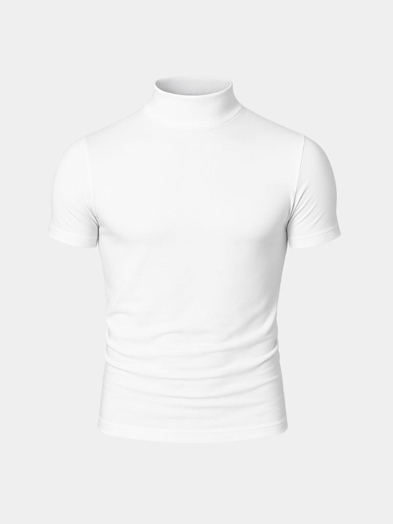 Solid Casual Turtle Neck T-Shirt - Crown & Cuff