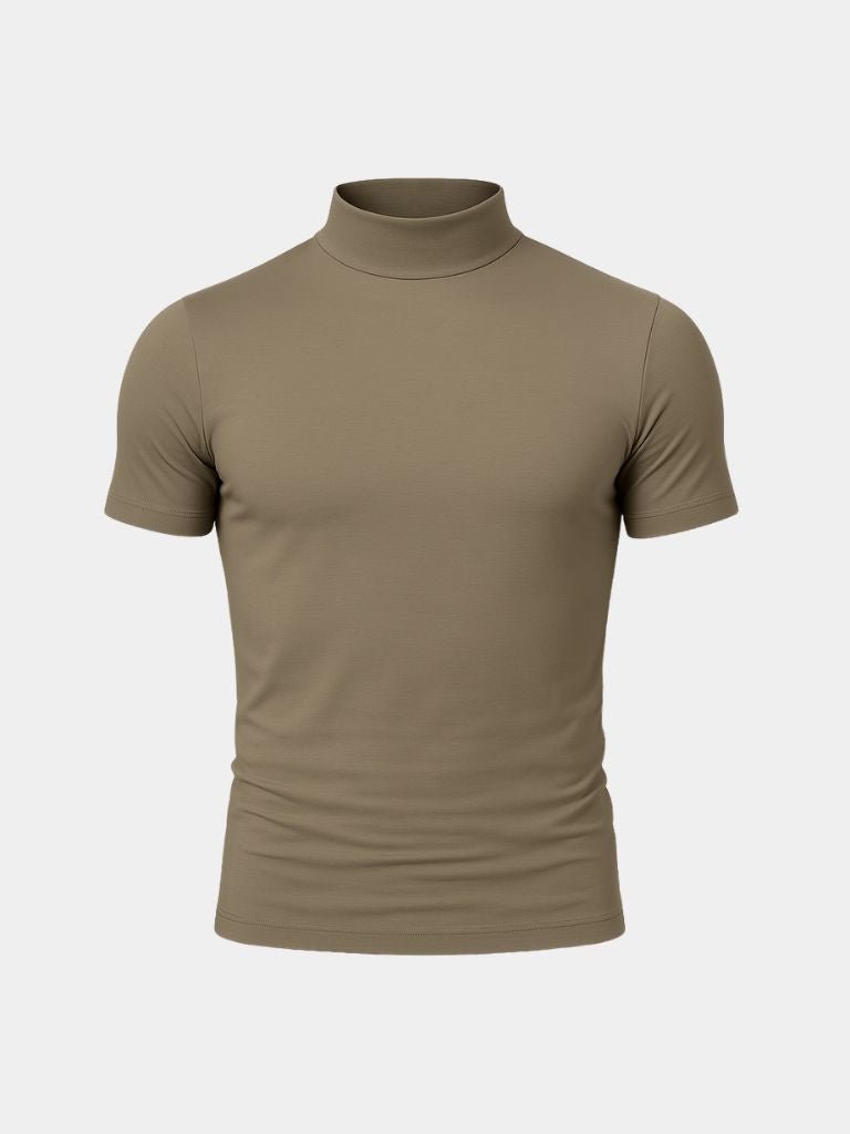 Solid Casual Turtle Neck T-Shirt - Crown & Cuff