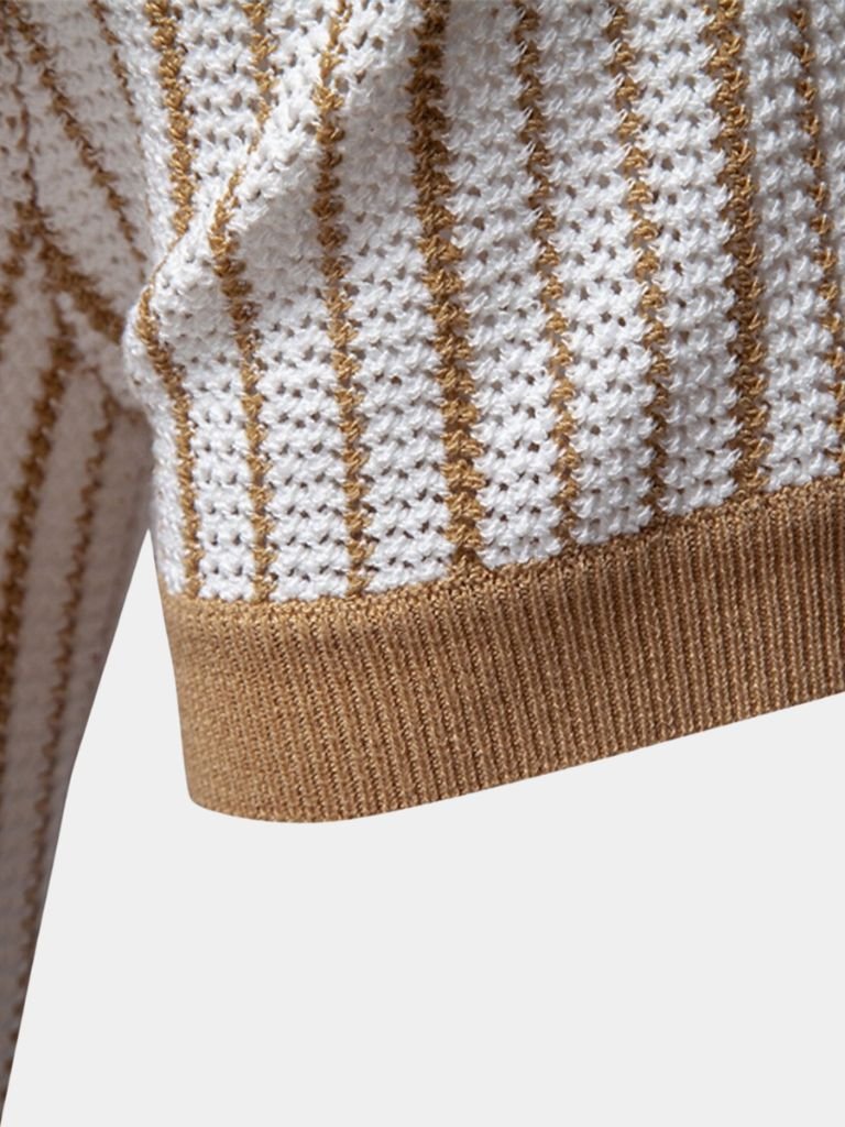 Striped Knit Polo Shirt - Crown & Cuff
