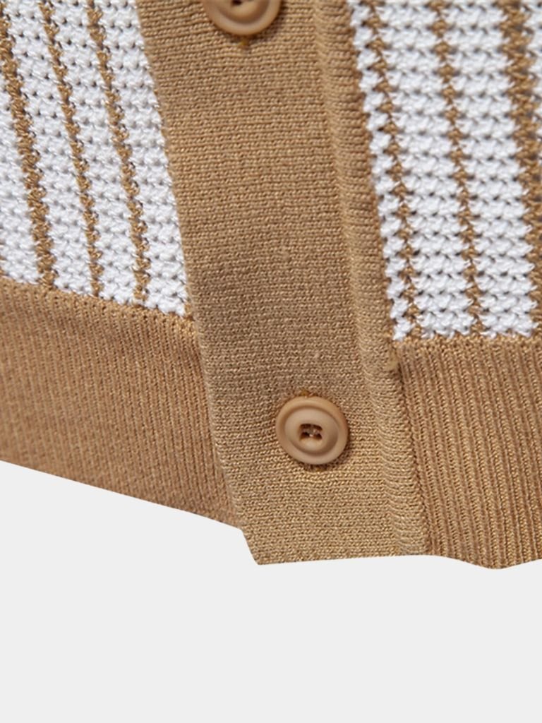 Striped Knit Polo Shirt - Crown & Cuff