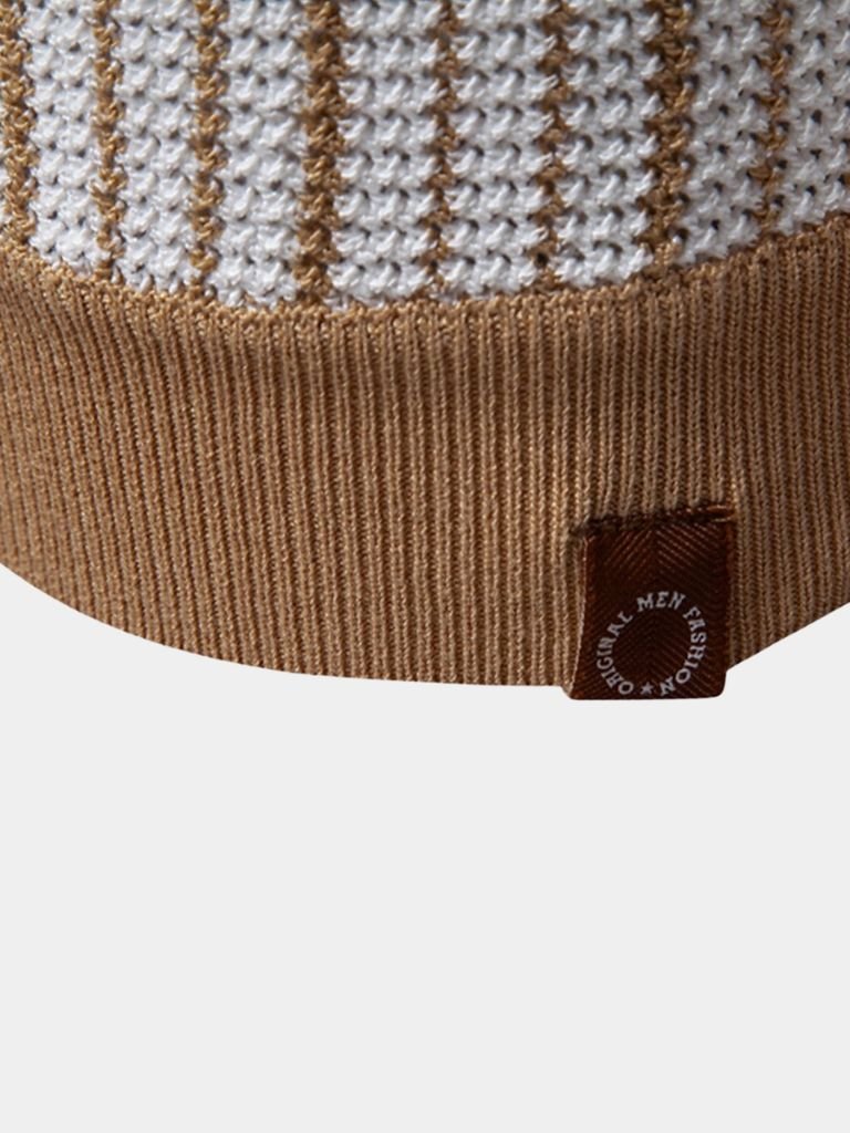 Striped Knit Polo Shirt - Crown & Cuff