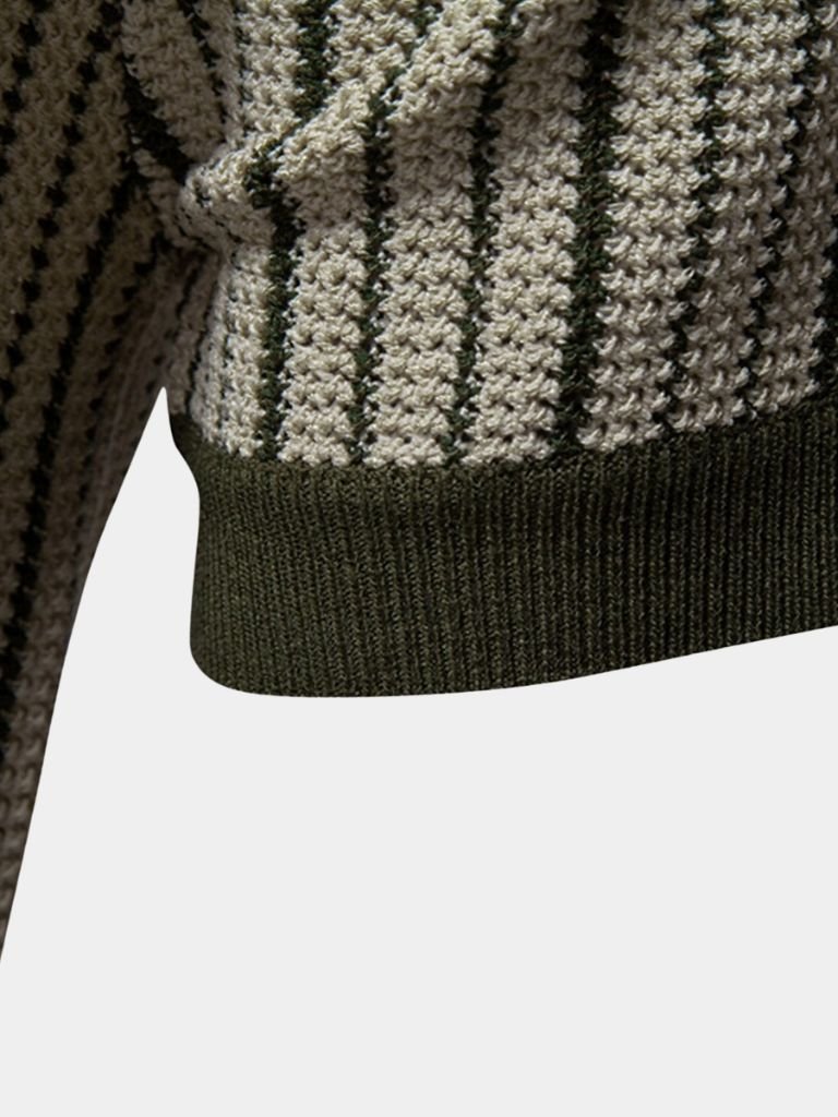 Striped Knit Polo Shirt - Crown & Cuff