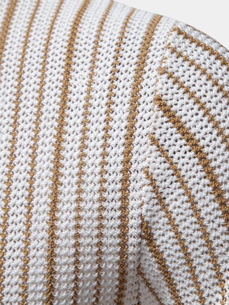 Striped Knit Polo Shirt - Crown & Cuff