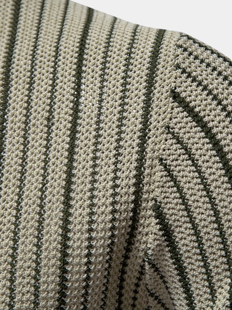 Striped Knit Polo Shirt - Crown & Cuff