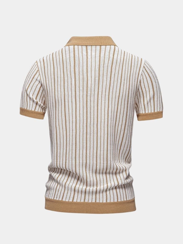 Striped Knit Polo Shirt - Crown & Cuff