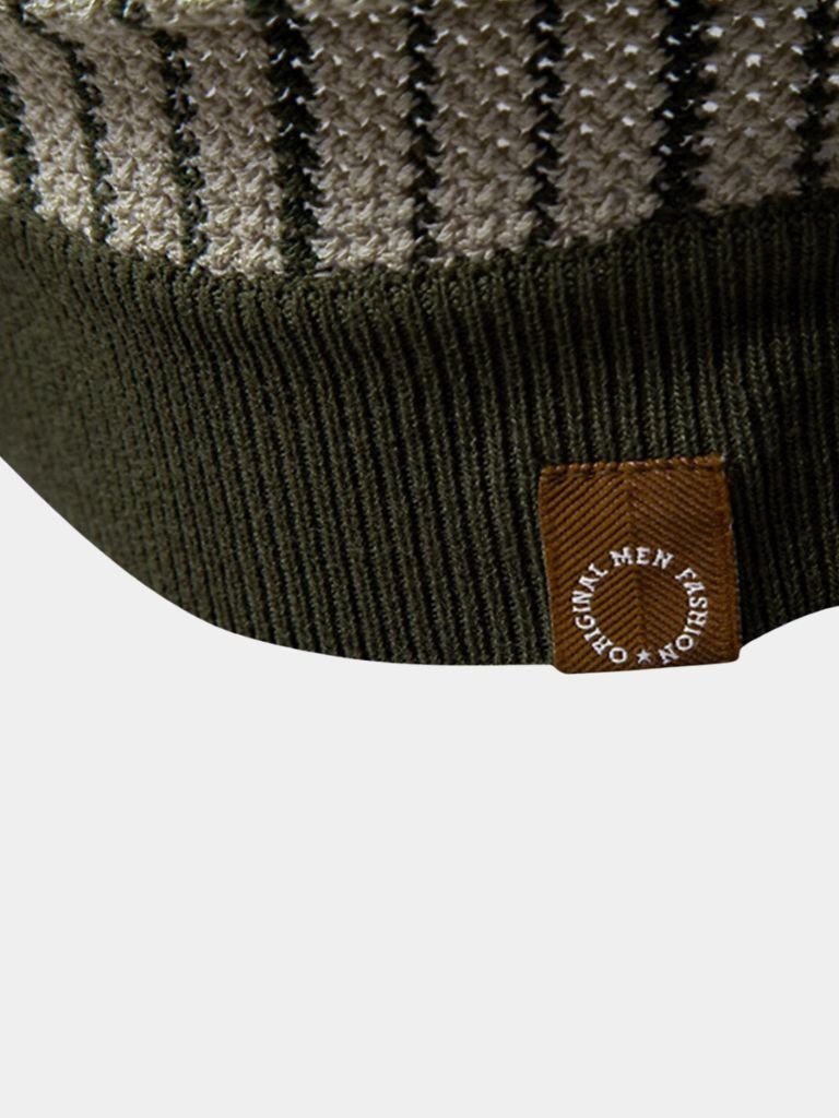 Striped Knit Polo Shirt - Crown & Cuff