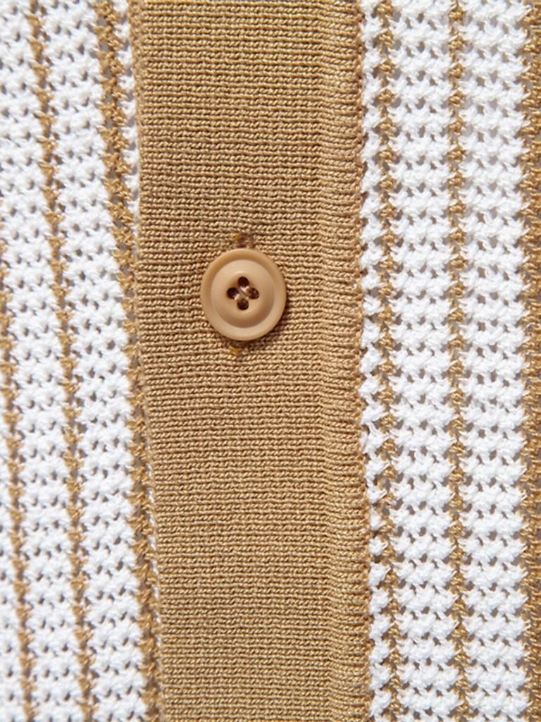 Striped Knit Polo Shirt - Crown & Cuff