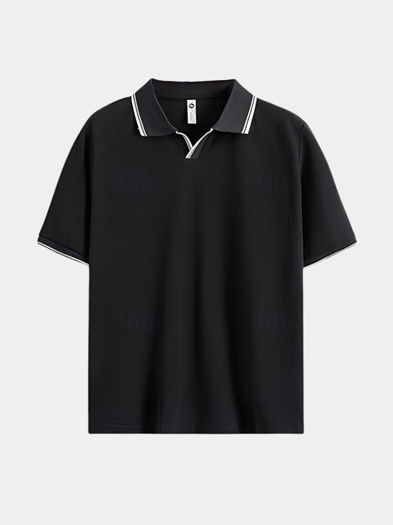 Timeless Black V-Neck Polo - Crown & Cuff