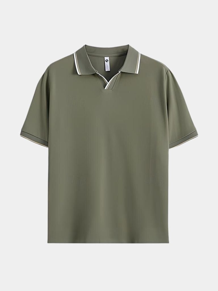 Timeless Black V-Neck Polo - Crown & Cuff