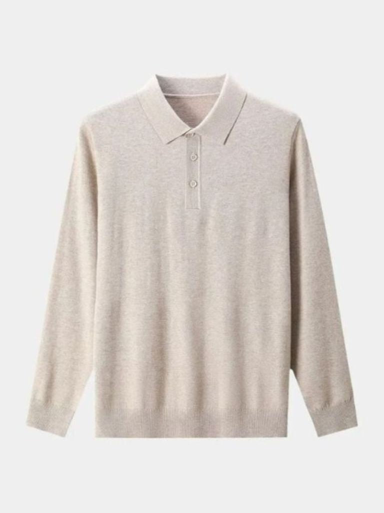 Wool Knit Button Up Polo Pullover - Crown & Cuff