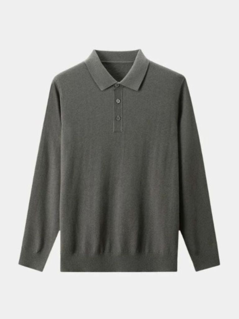 Wool Knit Button Up Polo Pullover - Crown & Cuff