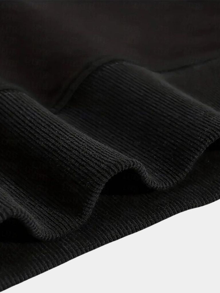 Zip Black Lapel Sports Hoodie Sweatshirt - Crown & Cuff