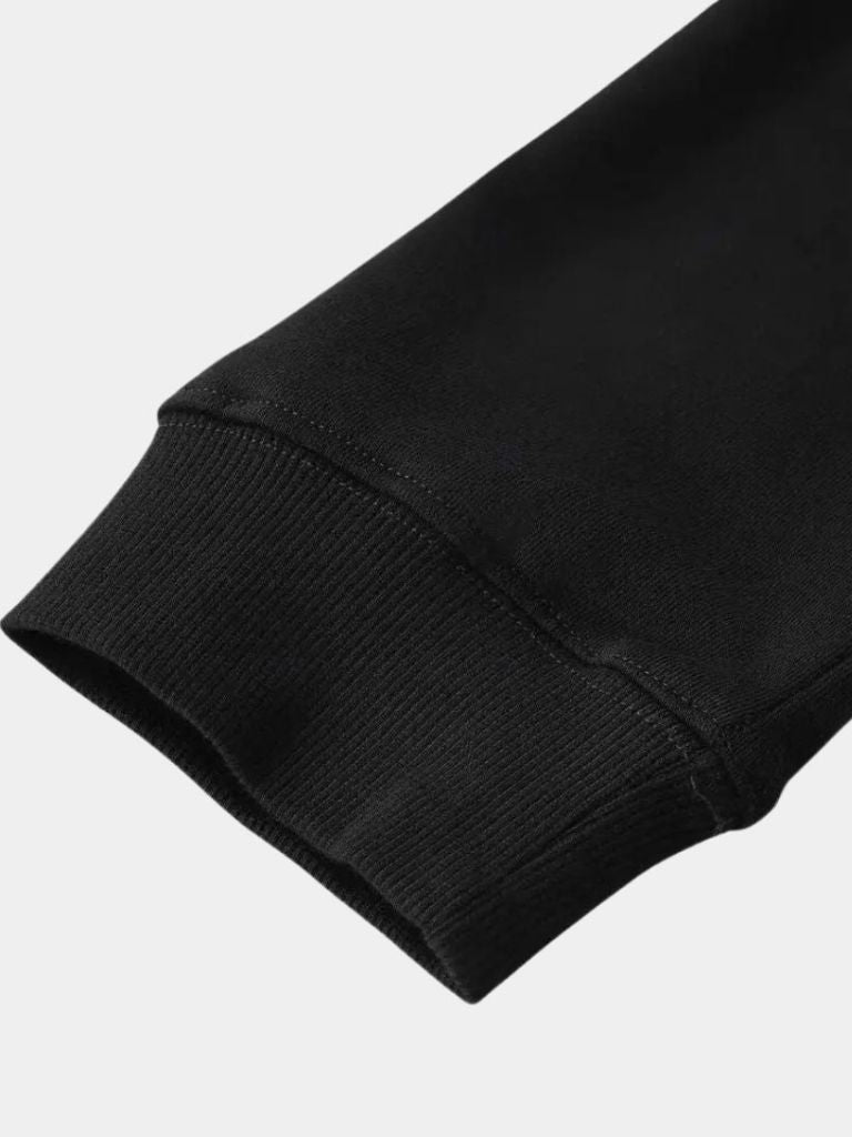 Zip Black Lapel Sports Hoodie Sweatshirt - Crown & Cuff