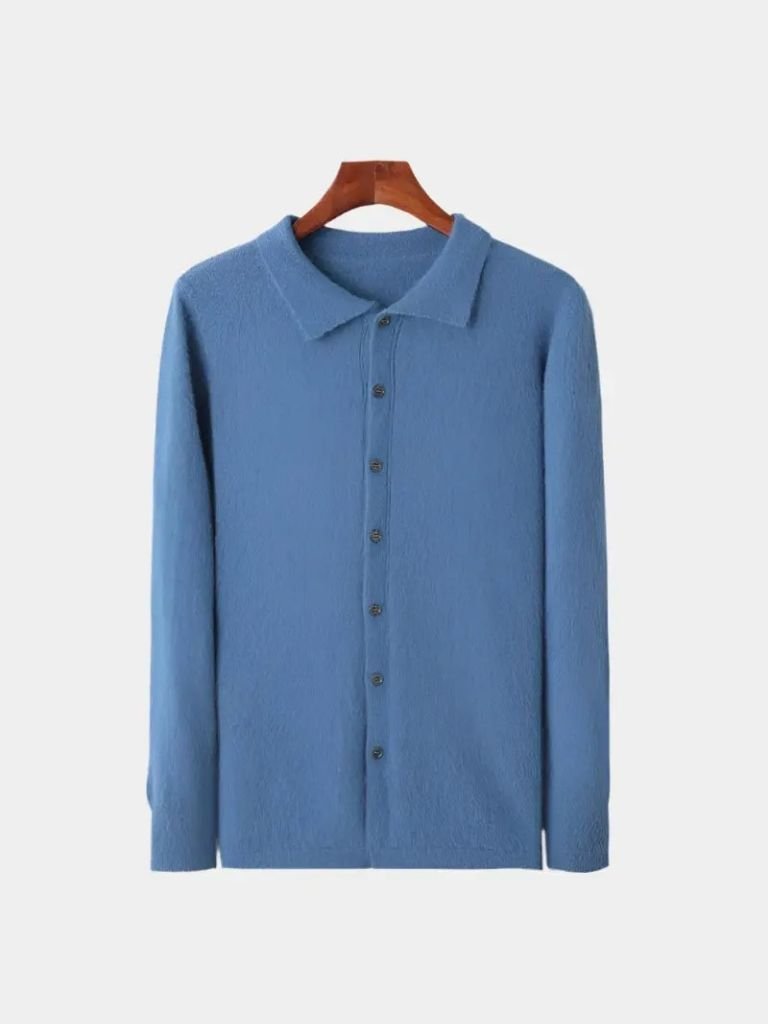 100% Cashmere Polo Cardigan - Crown & Cuff