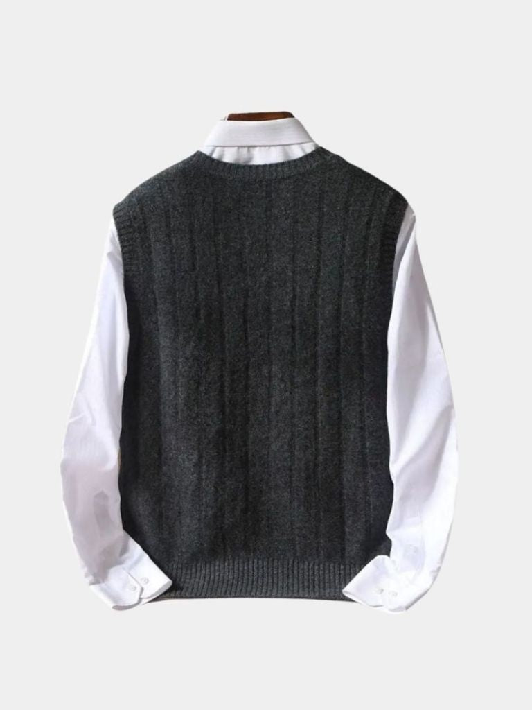 100% Merino Wool Pullover Sweater Vest - Crown & Cuff