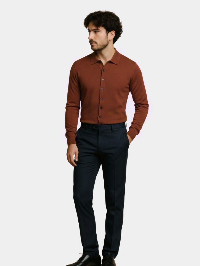 100% Cashmere Polo Cardigan - Crown & Cuff