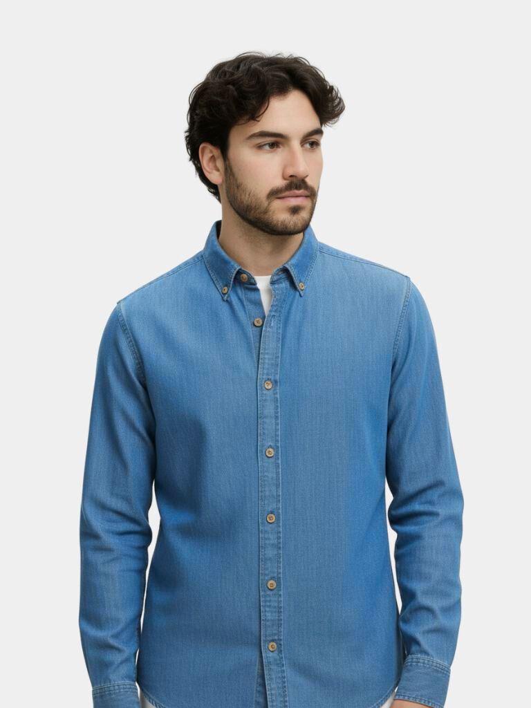 Elegant Denim Shirt - Crown & Cuff