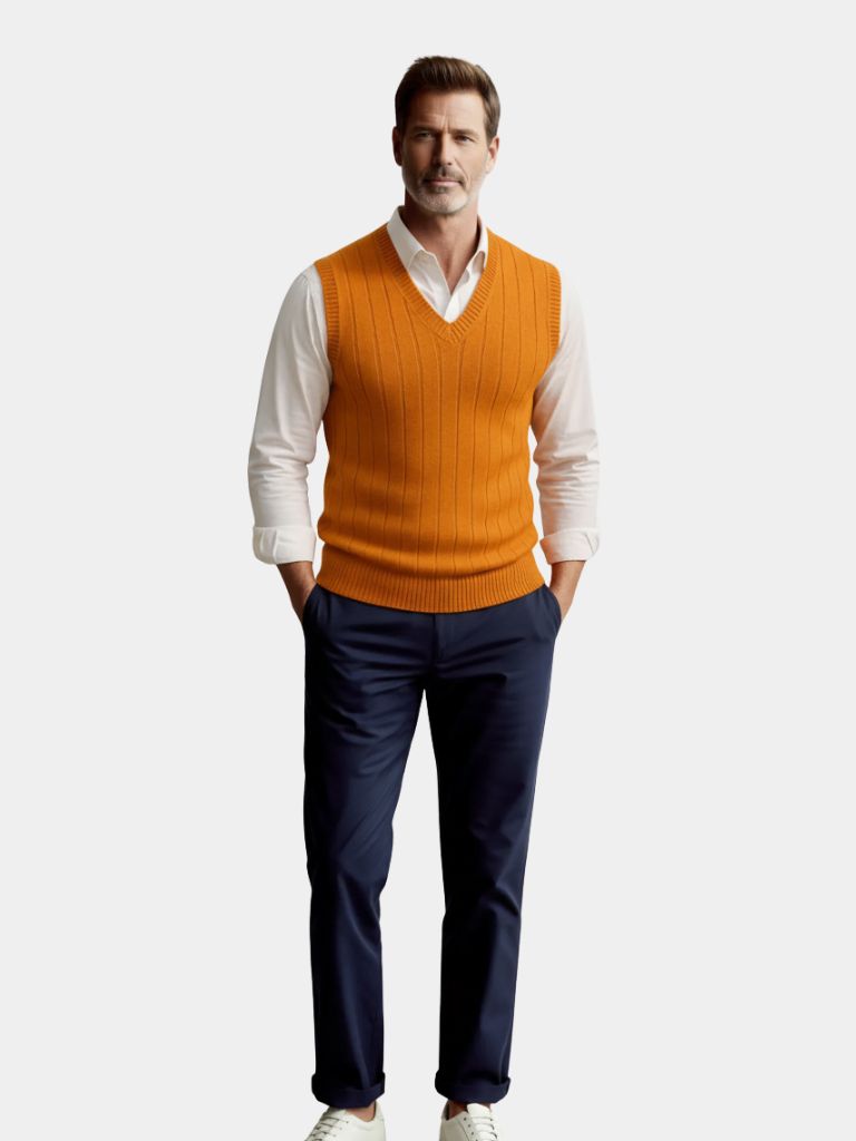 100% Merino Wool Pullover Sweater Vest - Crown & Cuff