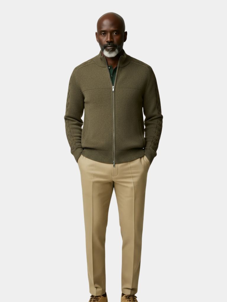 Cashmere Zip Sweater Knit Turtleneck - Crown & Cuff