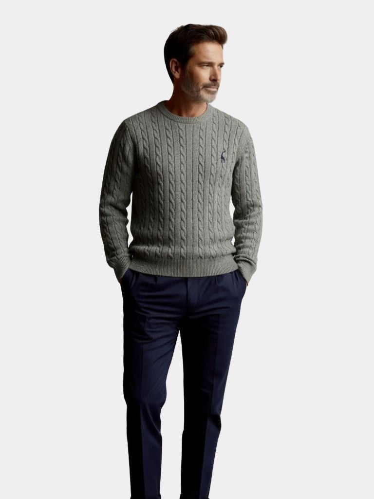 Cotton  Crew Neck Pullover Sweater - Crown & Cuff