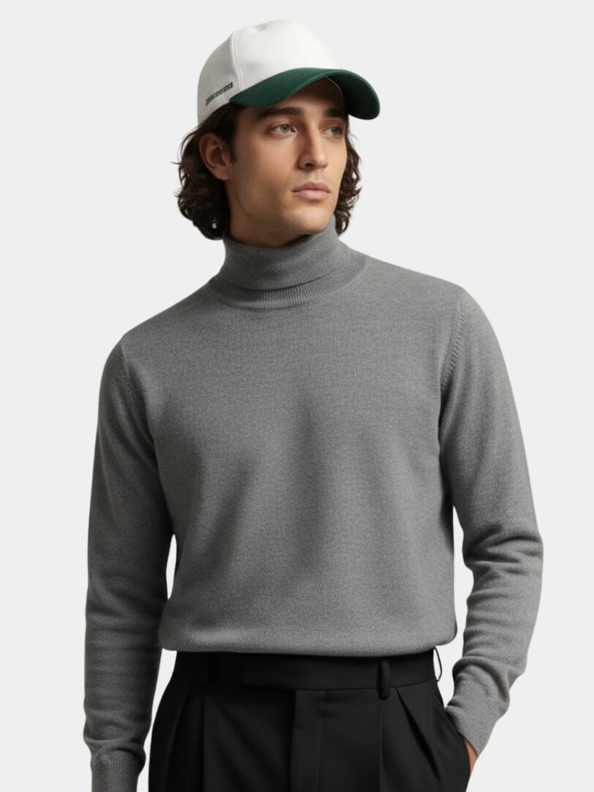 100% Merino Wool Turtleneck Sweater - Crown & Cuff