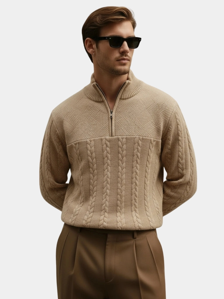 Essential Henley Quarter Zip Pullover - Crown & Cuff