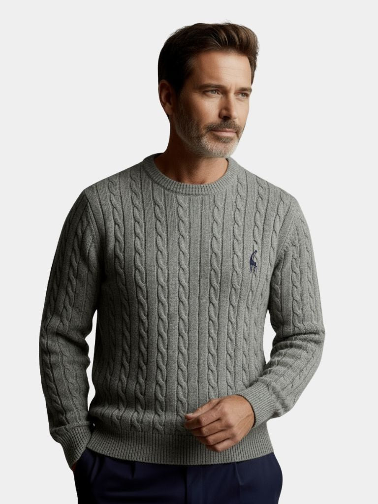 Cotton  Crew Neck Pullover Sweater - Crown & Cuff