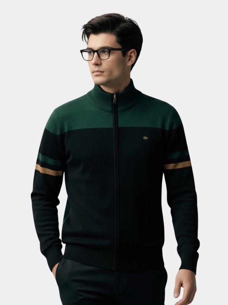 Cardigan Sweater Zipper Standing Collar Knitwear - Crown & Cuff