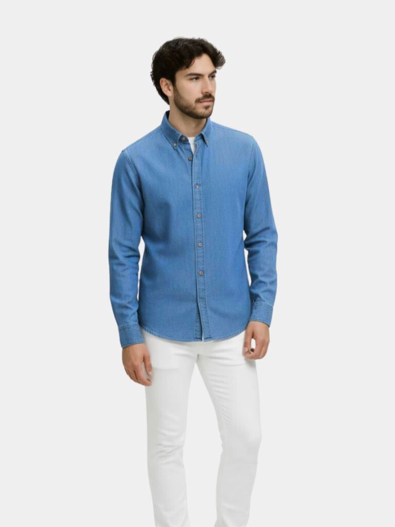 Elegant Denim Shirt - Crown & Cuff