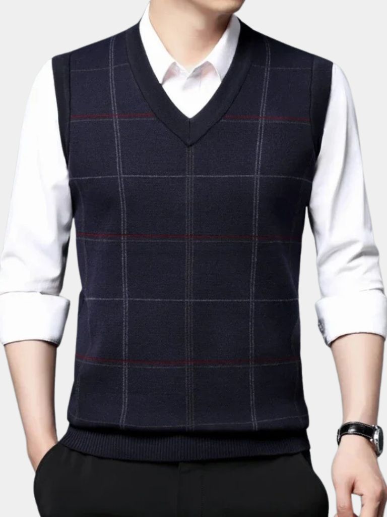 Academic Checkered Kinit Vest - Crown & Cuff
