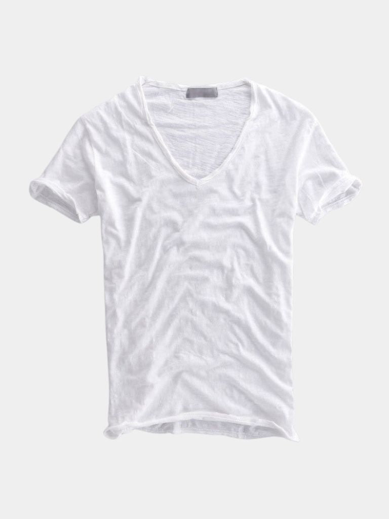 Albo Classic Linen V Neck T-Shirt – Crown & Cuff