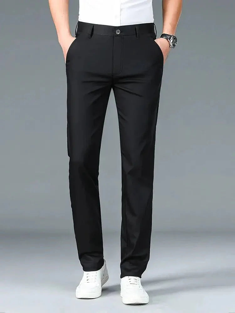 Bamboo Fiber Minimalist Straight Trousers - Crown & Cuff