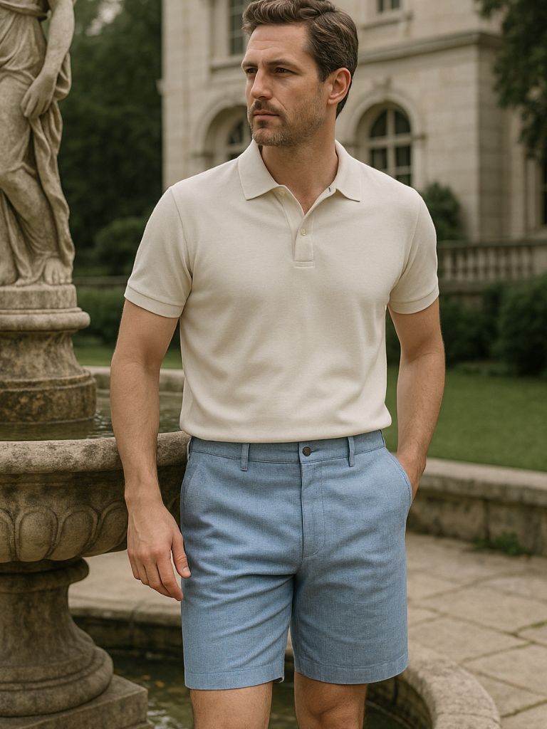 Bleu Horizon Linen Shorts - Crown & Cuff