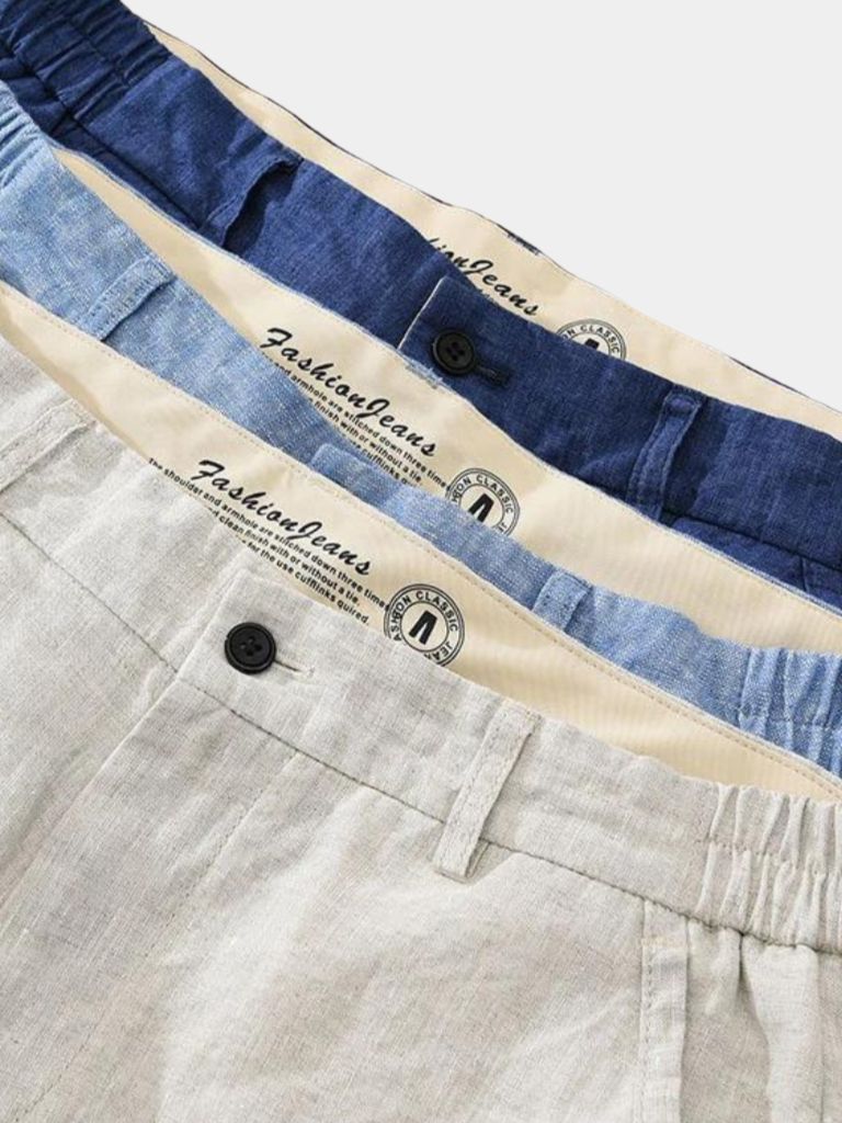 Bleu Horizon Linen Shorts - Crown & Cuff
