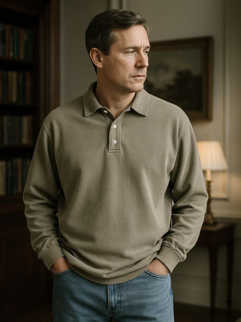 Canyon Mist Long Sleeve Polo Shirt – Crown & Cuff