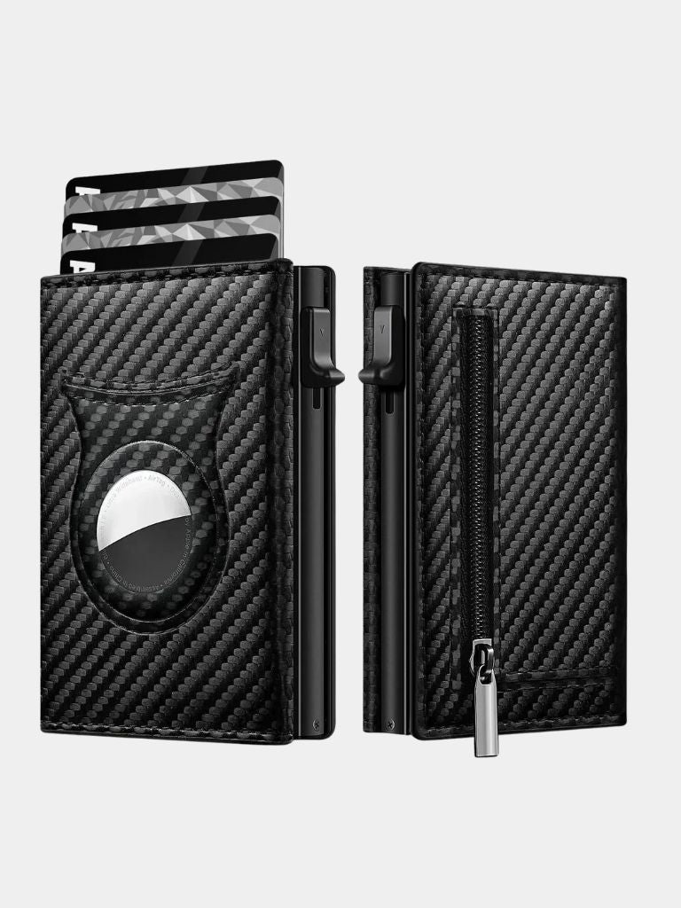 Carbon Fiber Wallet with Air Tag Holder RFID Blocking - Crown & Cuff