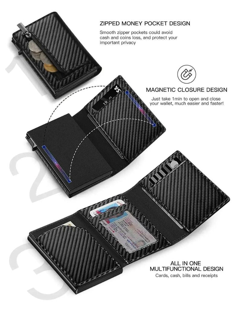 Carbon Fiber Wallet with Air Tag Holder RFID Blocking - Crown & Cuff