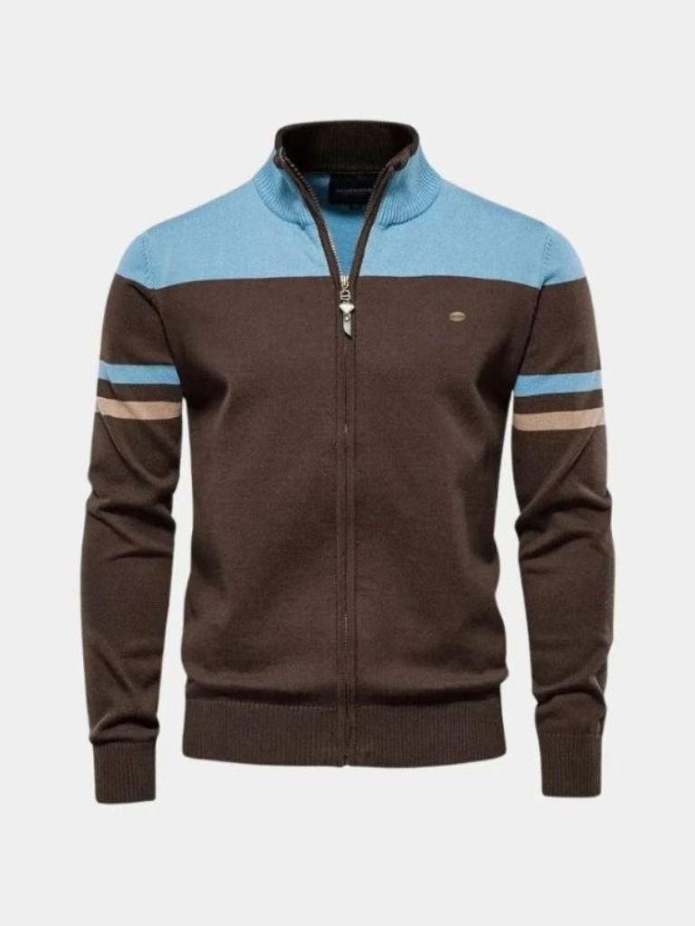 Cardigan Sweater Zipper Standing Collar Knitwear - Crown & Cuff