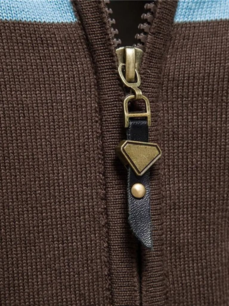 Cardigan Sweater Zipper Standing Collar Knitwear - Crown & Cuff