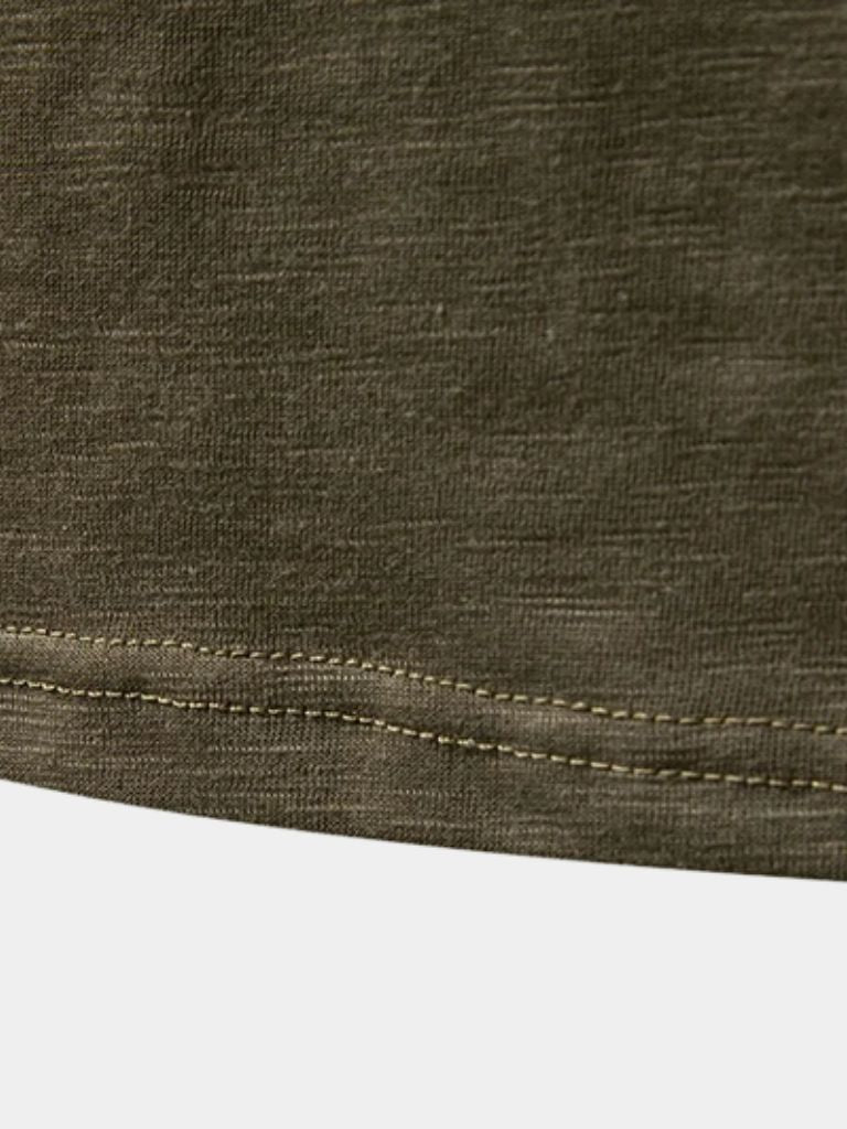 Casual Henley Neck Long Sleeve T-Shirt - Crown & Cuff