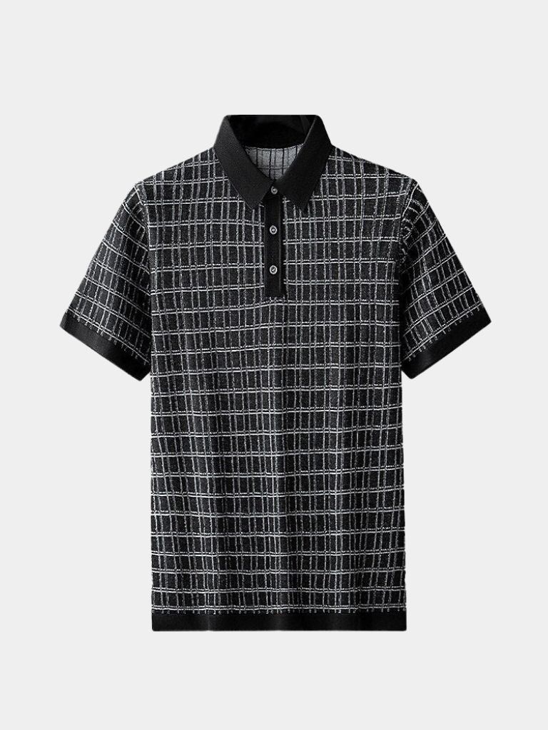 Classic Noir Knit Polo Shirt - Crown & Cuff