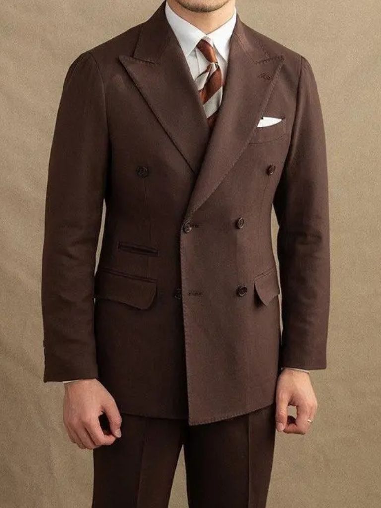 Dark Brown Garbadine Suit - Crown & Cuff