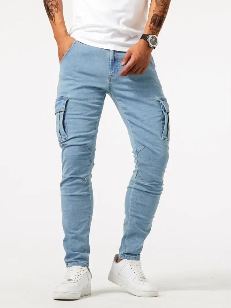 Denim Jeans Cargo Trousers - Crown & Cuff