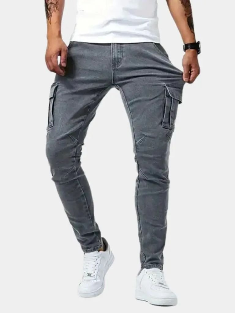 Denim Jeans Cargo Trousers - Crown & Cuff